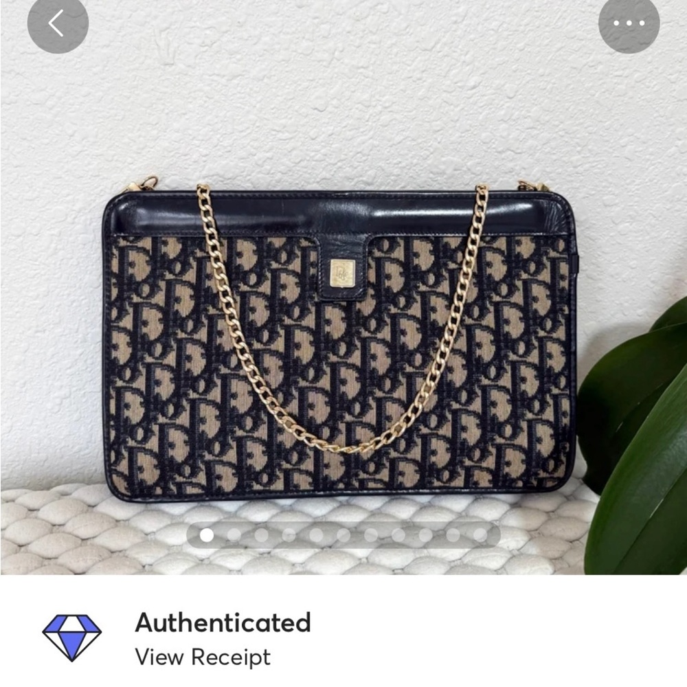 CHRISTIAN DIOR Crossbody Bag Clutch Trotter Canvas Navy Blue - Picture 12 of 12